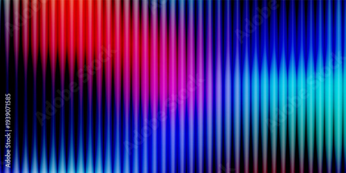 Iridescent ripple glass background, elongated vertical distortion with multicolor gradient surface. Flowing luminous texture, soft reflective detail, futuristic vector illustration