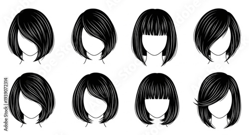 Collection of various short bob hairstyles for women.