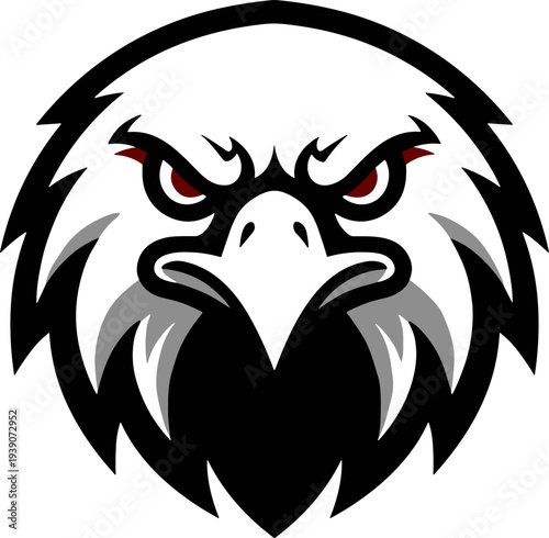 Wallpaper Mural Stylized eagle head illustration with fierce red eyes, bold lines, sharp angles, powerful mascot logo design, modern vector art symbol concept Torontodigital.ca