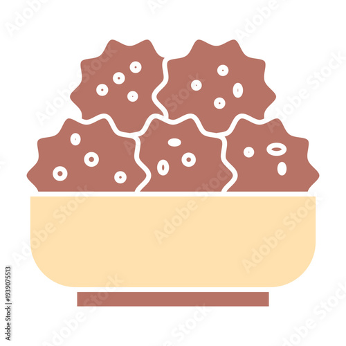 Street Food Meatball Bowl and Skewer Icon Set, Asian Street Food Meatball Illustration Set