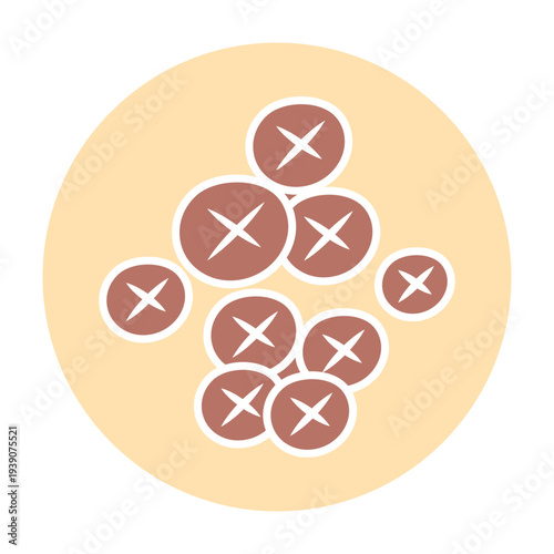 Street Food Meatball Bowl and Skewer Icon Set, Asian Street Food Meatball Illustration Set