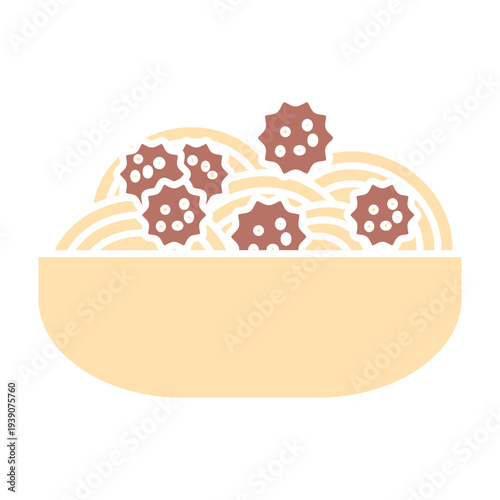 Street Food Meatball Bowl and Skewer Icon Set, Asian Street Food Meatball Illustration Set