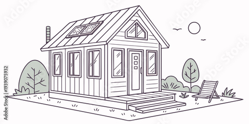 Charming cottage house with a cozy garden setting under a clear sky