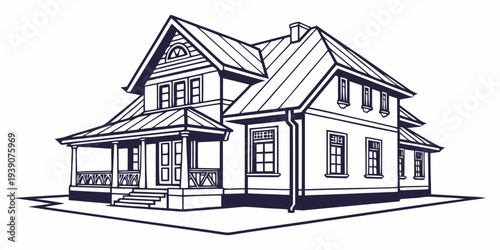 A charming two-story house with a welcoming porch and gabled roof