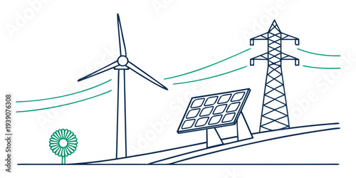 Renewable energy sources combining wind and solar power with transmission infrastructure