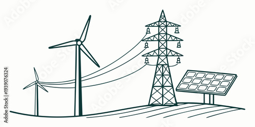Renewable energy sources including wind and solar power transmission infrastructure