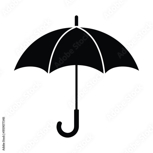 Black umbrella icon symbolizing protection and weather readiness