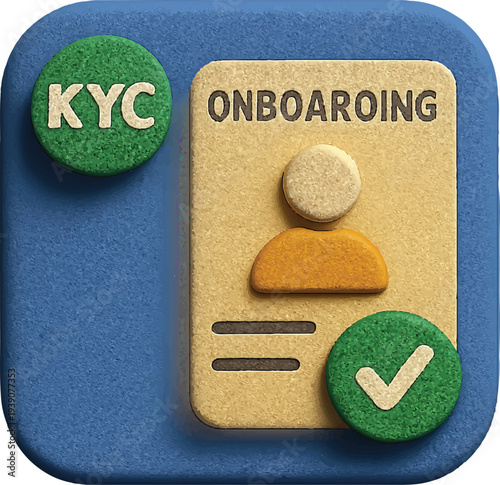 A 3D illustration of a KYC onboarding icon on a transparent background