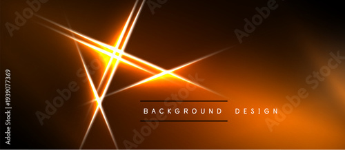 Dark background features bright orange lines, creating dynamic light effects. Minimalist design with text background design centered.