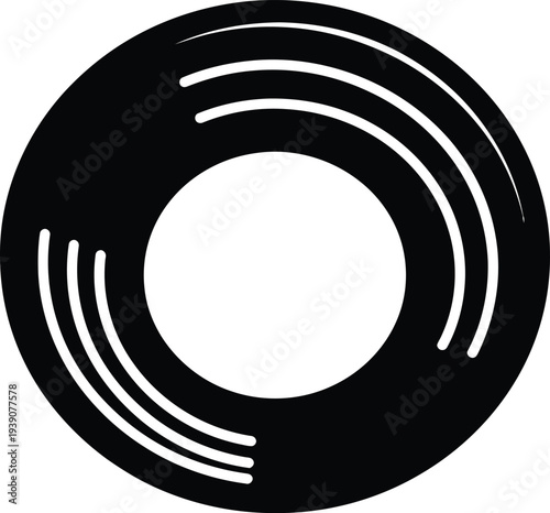 Illustration of Black Vinyl Record with White Grooves