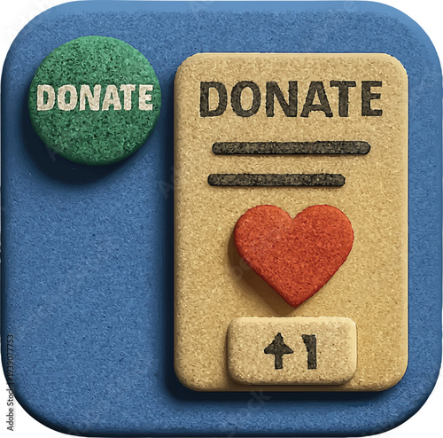 A 3D illustration of a donation button on transparent background