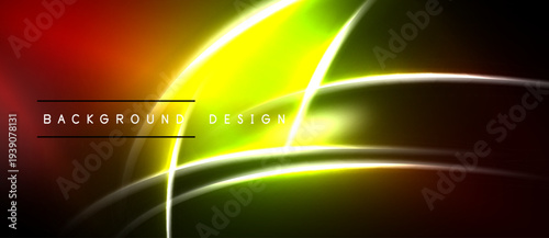 Bright abstract neon lines create dynamic background. Vivid colors blend, forming modern design element. Smooth gradients enhance visual impact.
