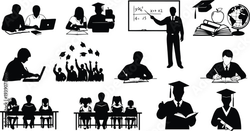 Silhouette vector of education and learning concepts