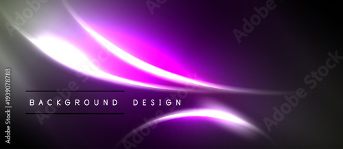 Abstract purple light streaks over black background. Modern design elements create dynamic visual effect. Smooth gradients, elegant composition.