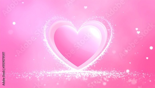 A pink background image with a glowing heart and sparkles