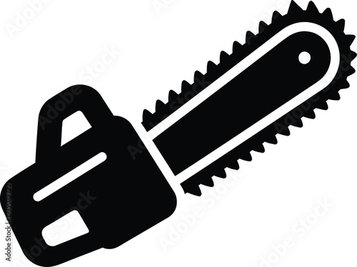 Illustration of Chainsaw Icon Black Silhouette Tool Equipment