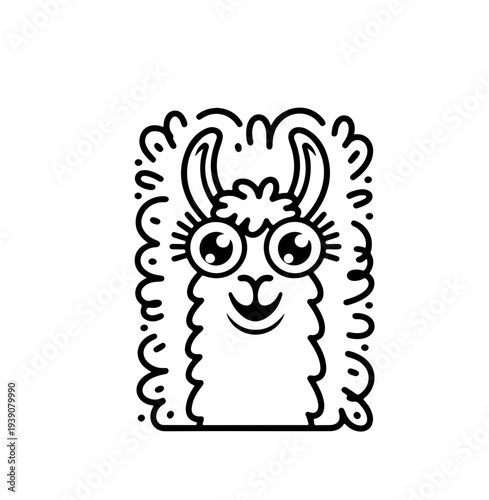 Cute llama isolated on blue background. Funny kawaii alpaca character. Cartoon flat style. Vector illustration