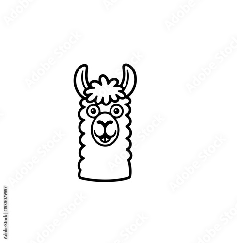 Cute llama isolated on blue background. Funny kawaii alpaca character. Cartoon flat style. Vector illustration