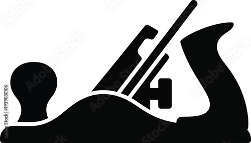 Illustration of Hand Plane Silhouette Woodworking Tool Icon
