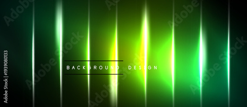 Dark background features vibrant green neon lines. Vertical illumination creates dynamic visual effect. Text reads background design.