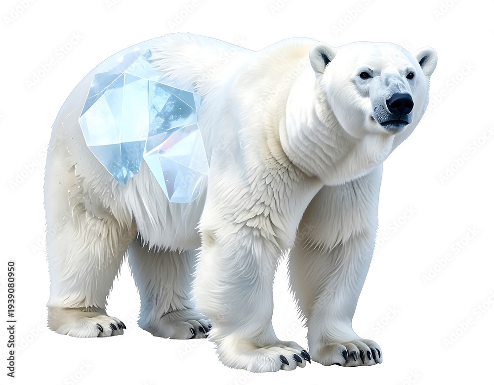Fototapeta premium A polar bear with a large crystal on its side