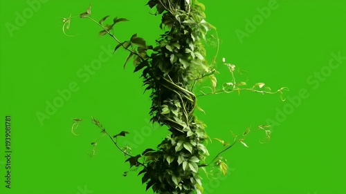 Green Vine Growth Time Lapse Isolated Green Screen Background Botanical Plant Development Natural Process Footage With Separate Alpha Channel
