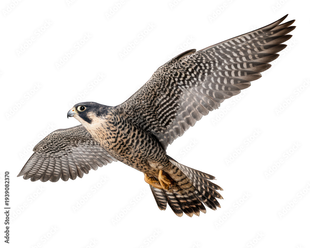 Fototapeta premium Peregrine Falcon Side Profile Mid Flight Fastest Bird of Prey