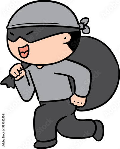 Hand drawn illustration of thief