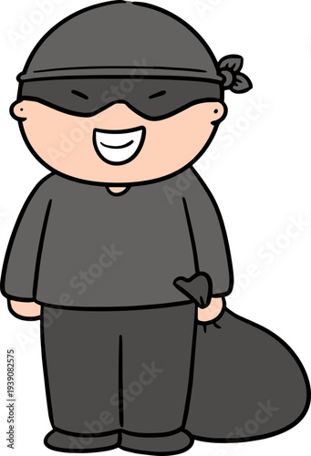 Hand drawn illustration of thief