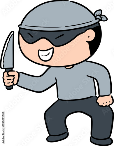 Hand drawn illustration of thief