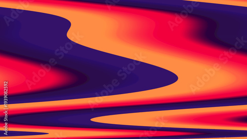 Abstract wavy horizontal bands in purple red orange and yellow vibrant dynamic gradient motion modern digital art background