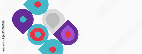 Colorful abstract shapes form logo. Letters appear stacked, overlapping, creating dynamic visual impact. Simple design, modern aesthetic.