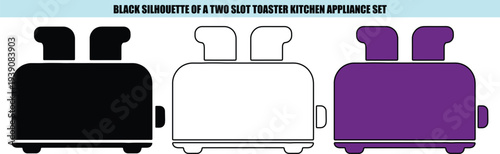 Black silhouette of a two slot toaster kitchen appliance
