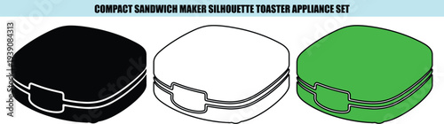 Black white green sandwich maker appliance set toaster