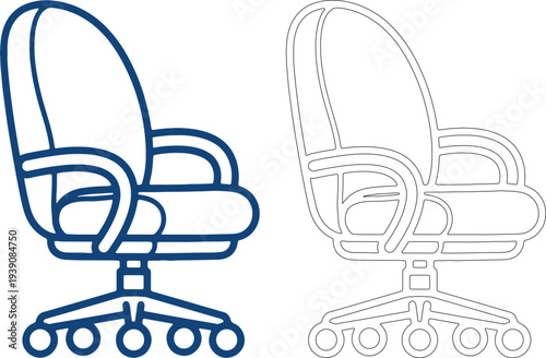 Blue and black line office chair white