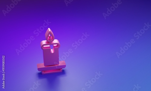 Pink Aroma candle icon isolated on purple-blue background. Minimalism concept. 3D render illustration