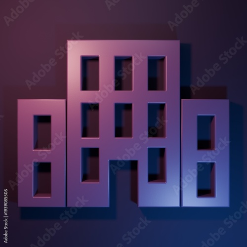 Purple House icon isolated on purple-blue background. Home symbol. Minimalism concept. 3D render illustration