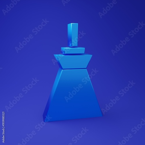Blue Lamp hanging icon isolated on blue background. Ceiling lamp light bulb. Minimalism concept. 3D render illustration