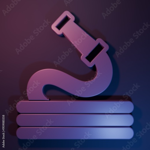 Purple Garden hose icon isolated on purple-blue background. Spray gun icon. Watering equipment. Minimalism concept. 3D render illustration