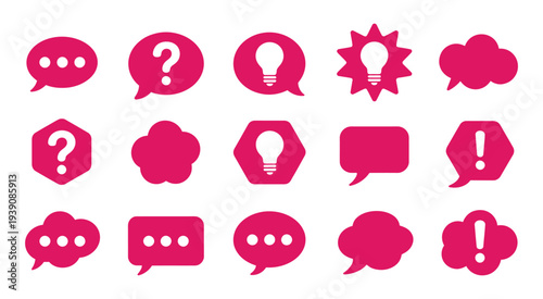 Speech bubbles communication conversation dialogue discussion chat message idea question answer exclamation information notification alert warning symbol icon graphic design vector illustration