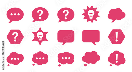 Speech bubbles communication conversation dialogue discussion chat message idea question answer exclamation information notification alert warning symbol icon graphic design vector illustration