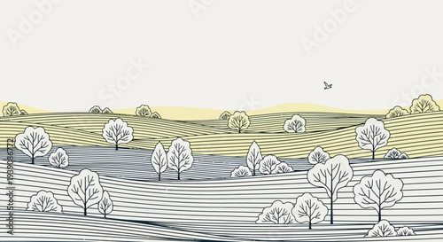 Black and White Trees Illustration.