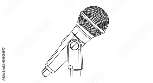 Detailed Handheld Dynamic Microphone Illustration.