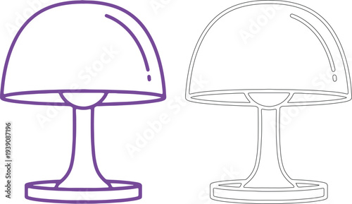 Purple and black outline table lamp light