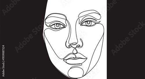 Line Drawing of a Womans Face Profile 1.