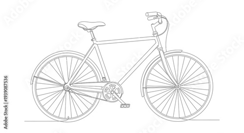 Line Drawing of Bicycle Illustration.