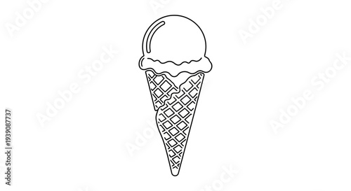 Simple Black and White Ice Cream Cone.