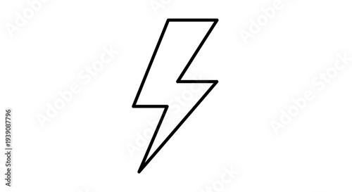 Simple Black Lightning Bolt Icon Symbol.