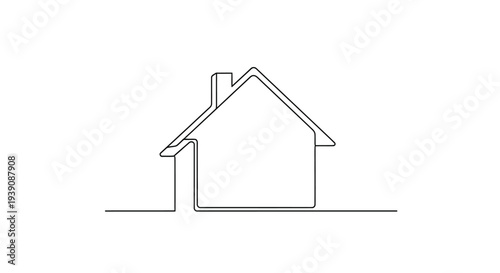 Simple Line Drawing of a House.