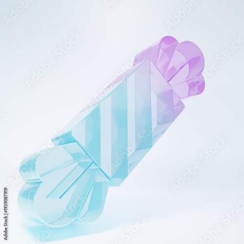 Frosted glass Candy icon isolated on white background. Happy Halloween party. Minimalism concept. 3D render illustration